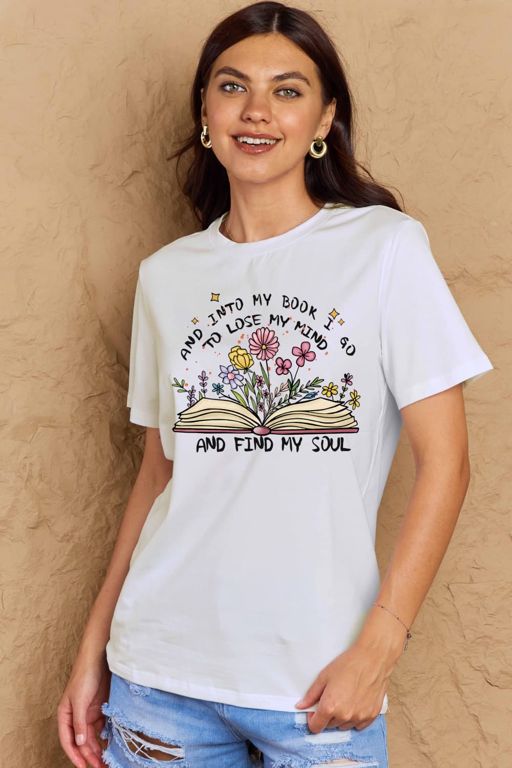 Love Full Size Book & Flower Graphic Tee