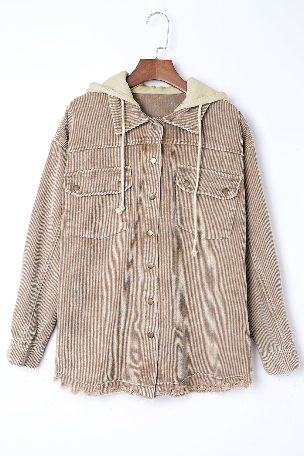 Patchwork Hooded Corduroy Jacket