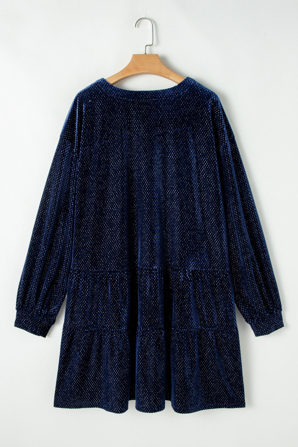 Velvet Tiered Buttons Tiered Dress