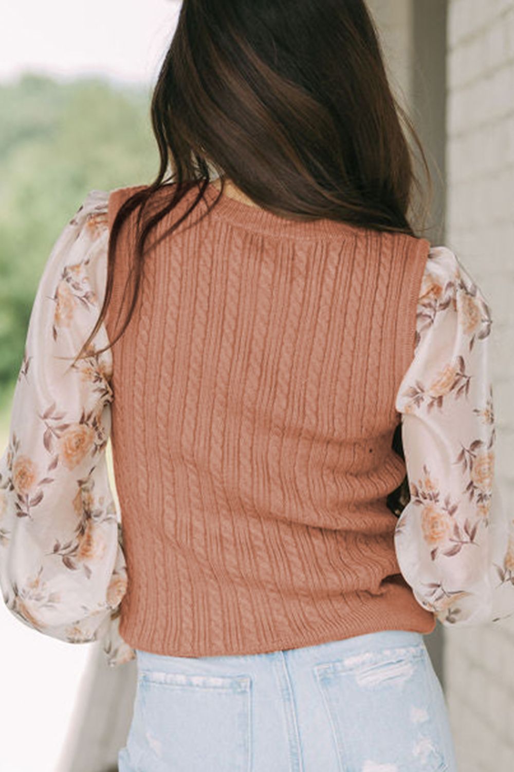 Cable Knit Flounce Sweater