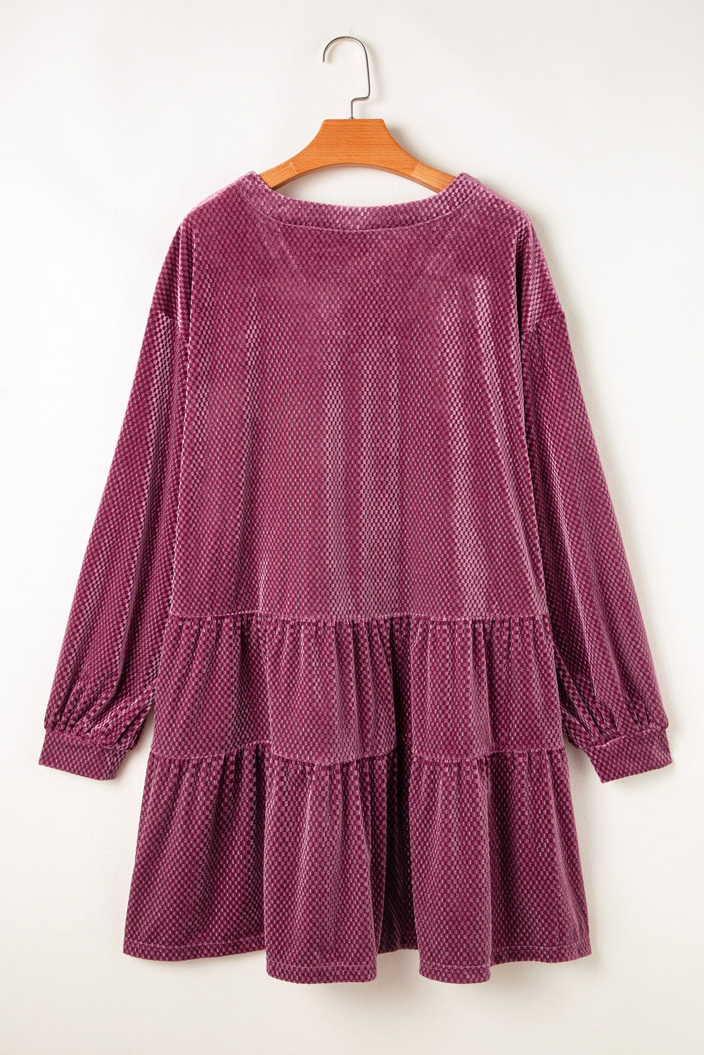 Velvet Tiered Buttons Tiered Dress