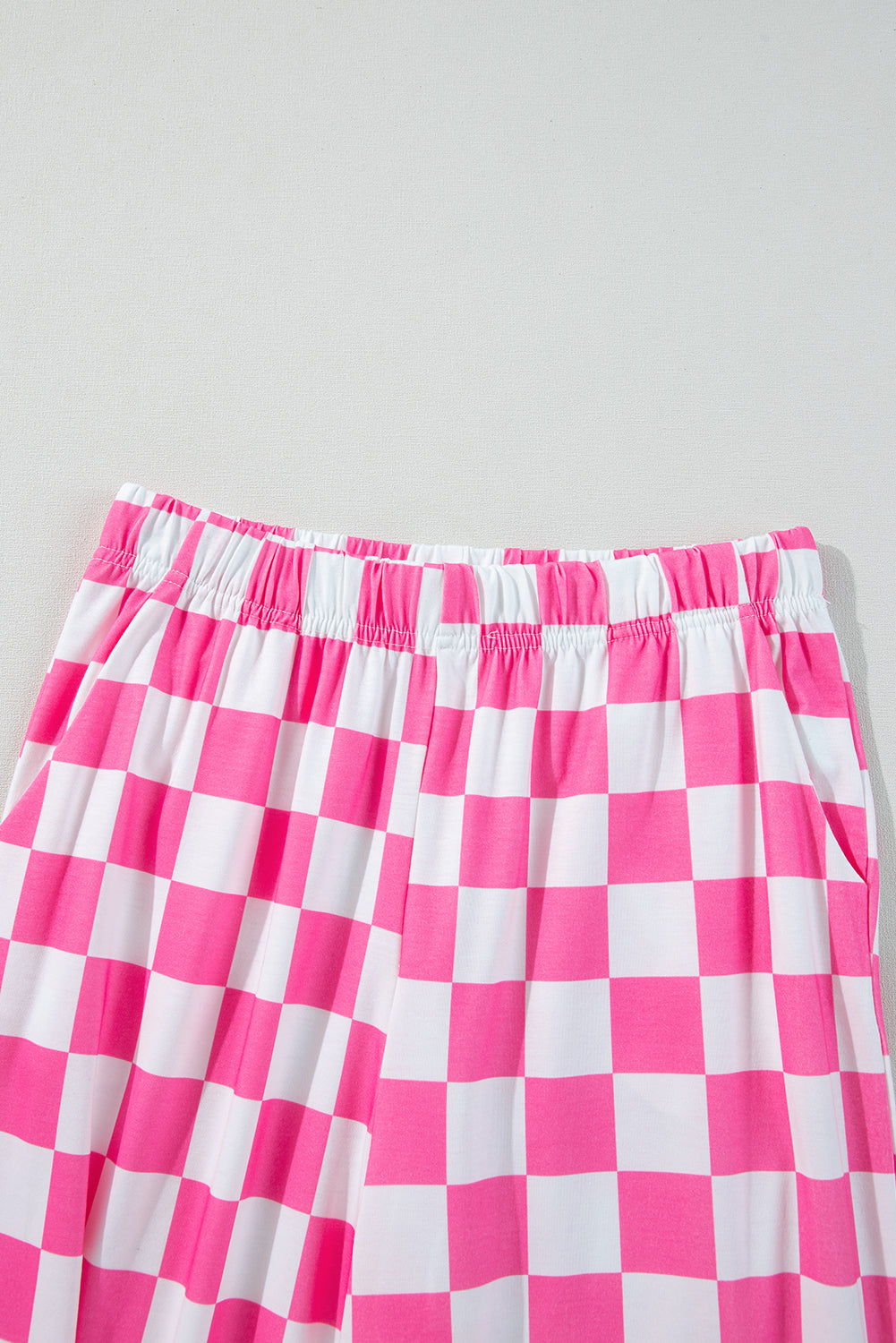 Checked Print High Waist Wide Leg Pants