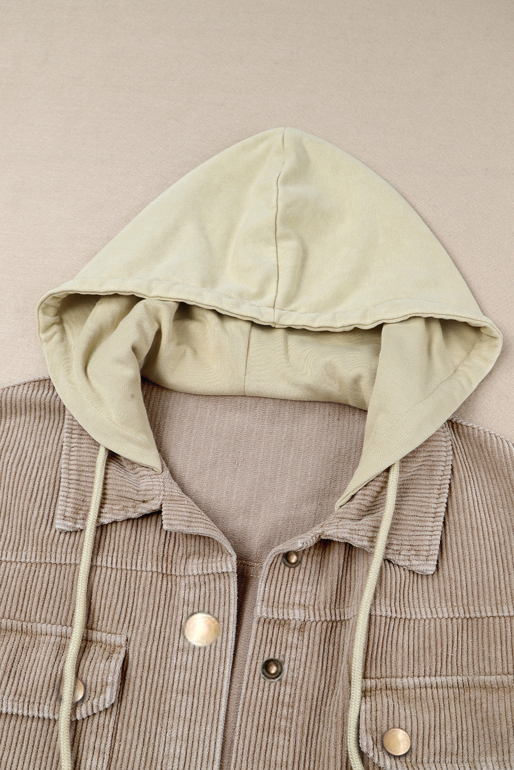Patchwork Hooded Corduroy Jacket