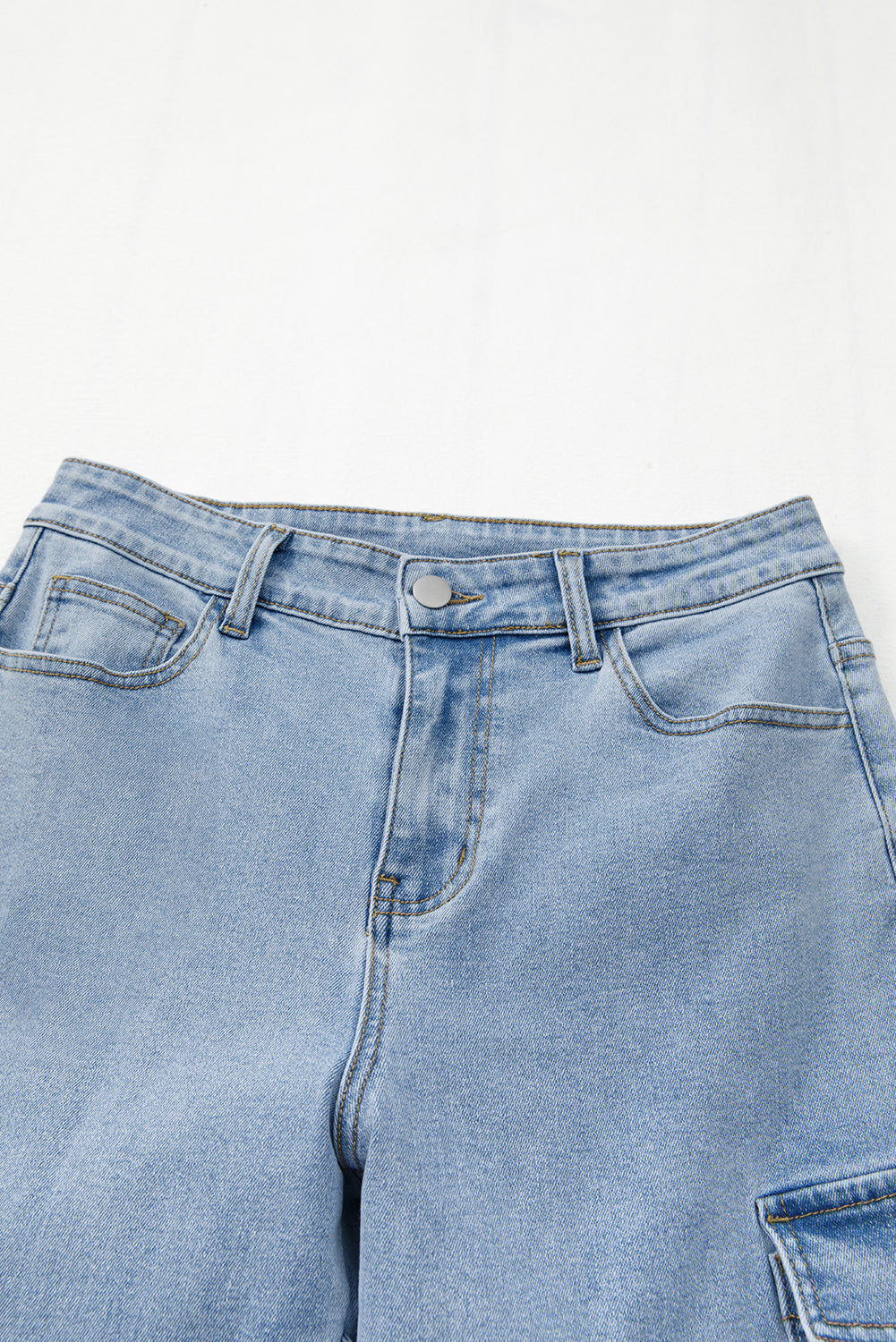 Beau Blue Bowknot Decor Boyfriend Cargo Jeans