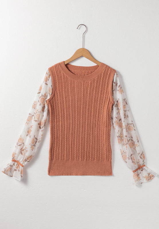 Cable Knit Flounce Sweater