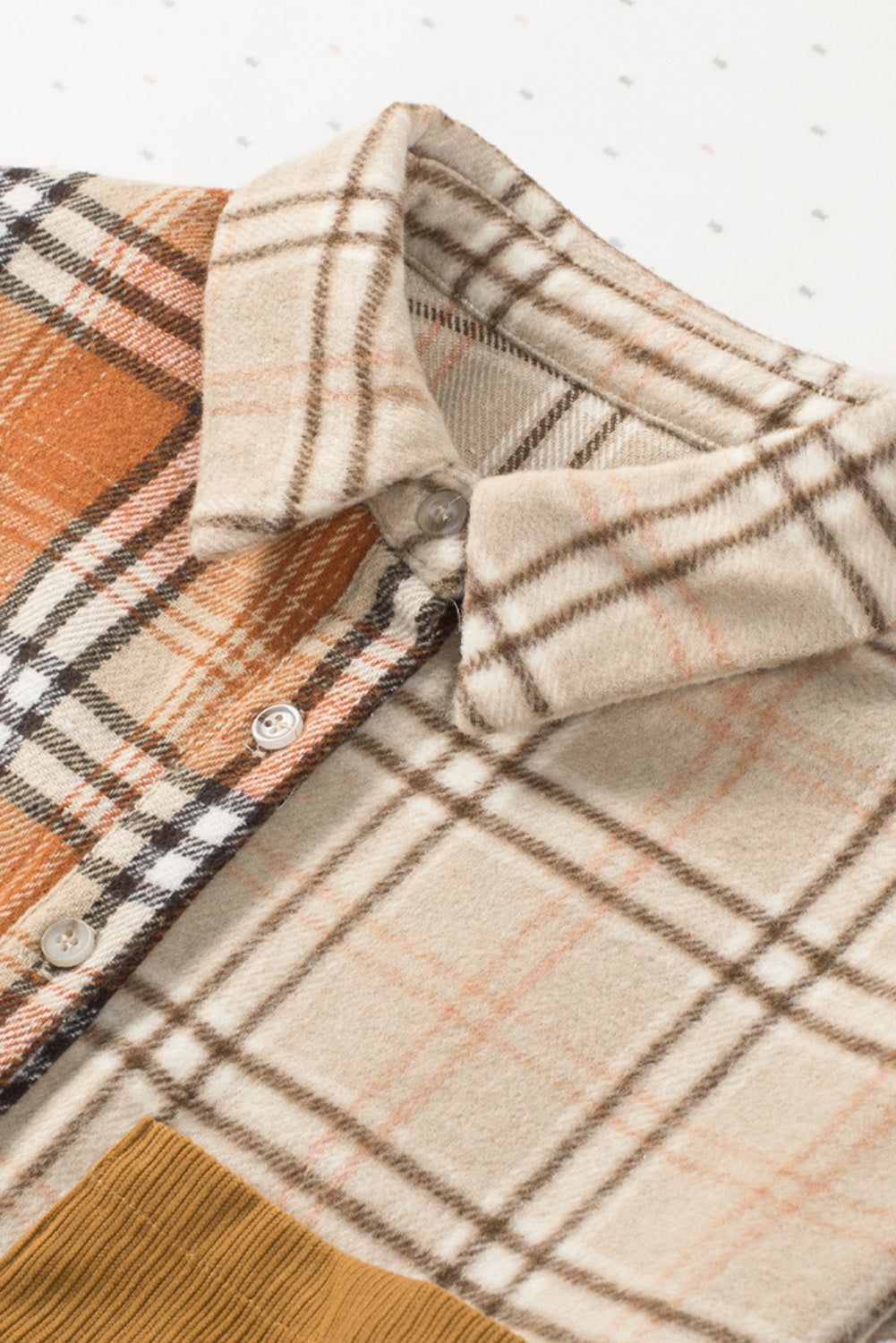 Plaid Patchwork Shirt Jacket with Pocket