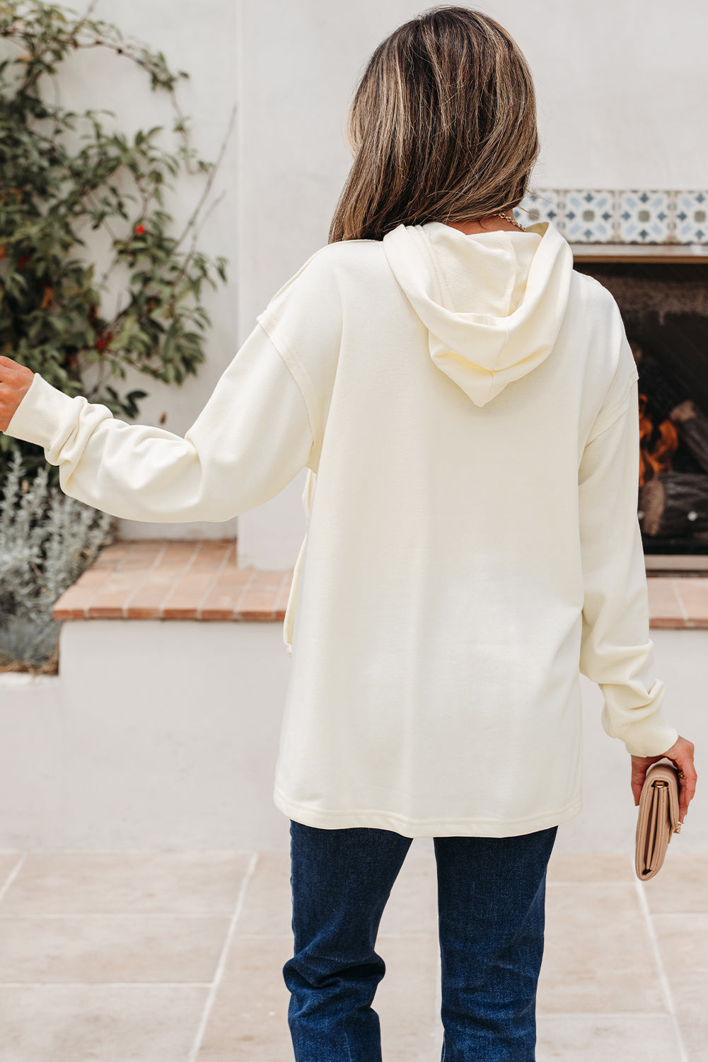 Bow Detail Loose Hoodie
