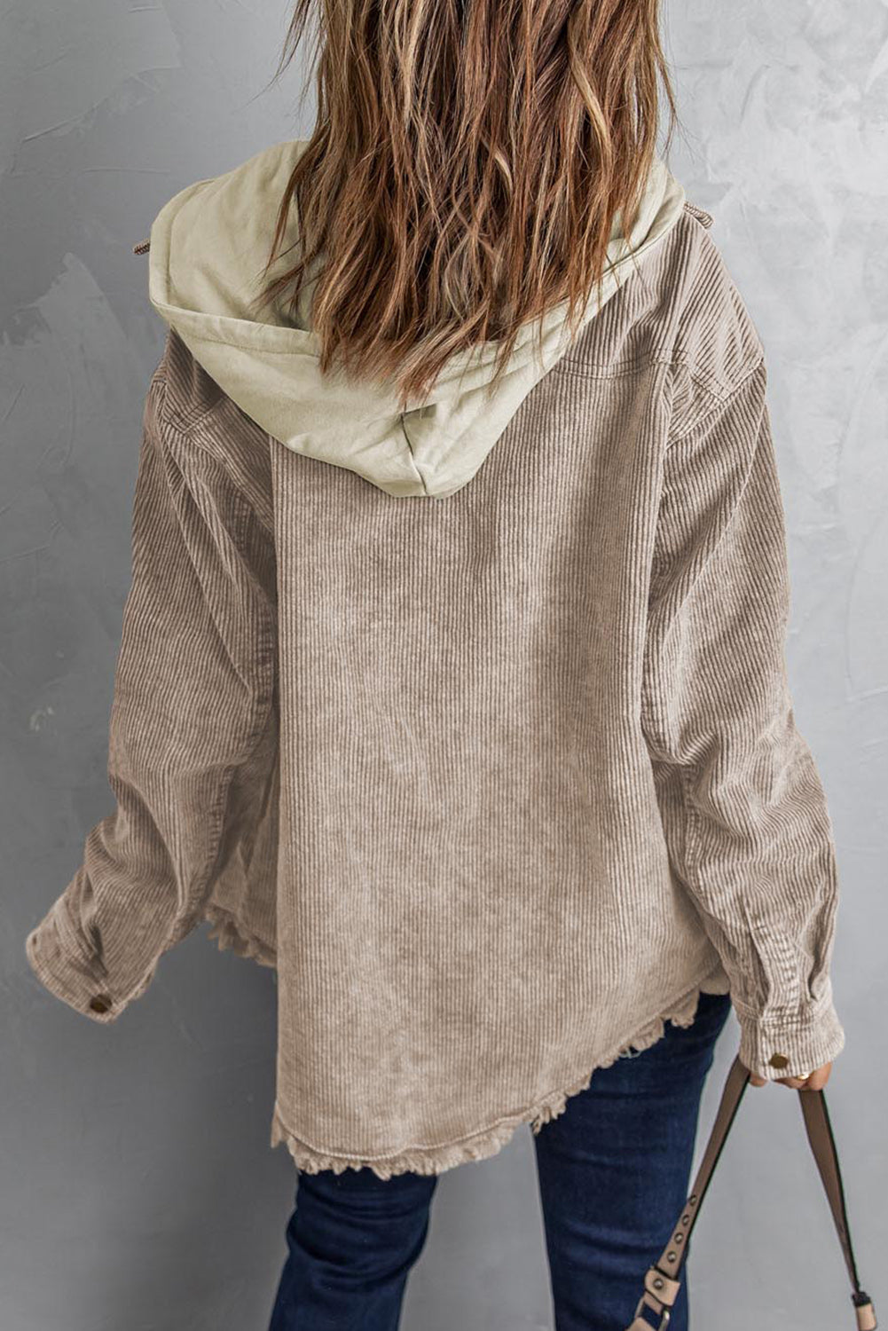 Patchwork Hooded Corduroy Jacket