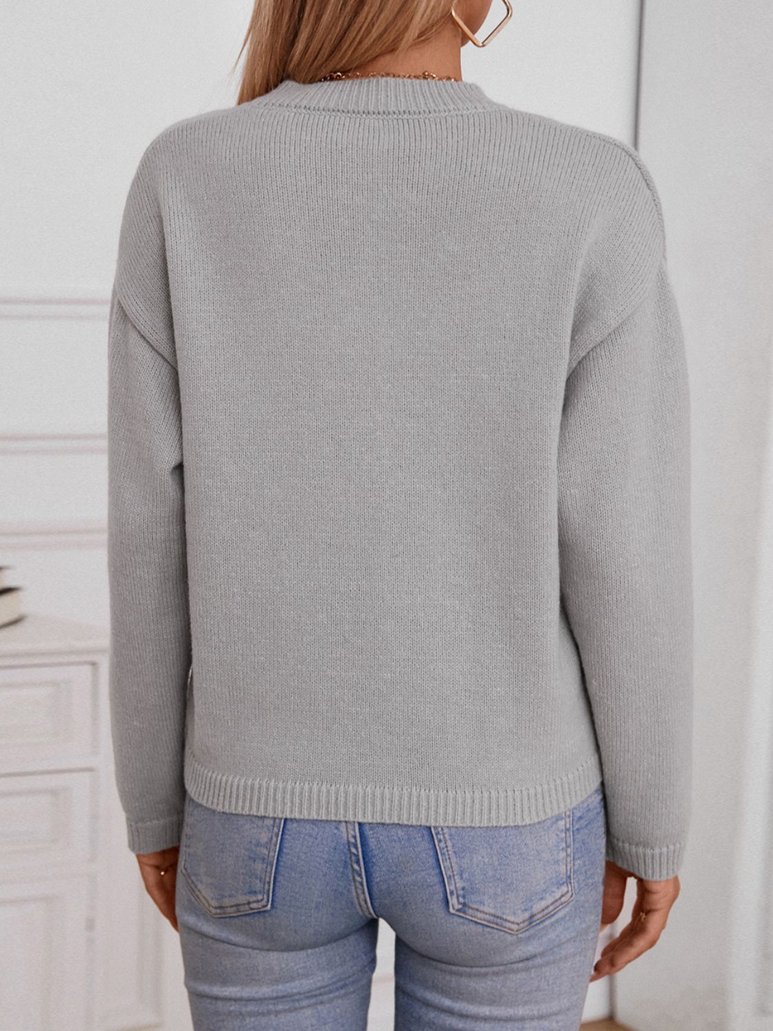 Pocketed Long Sleeve Knit Top