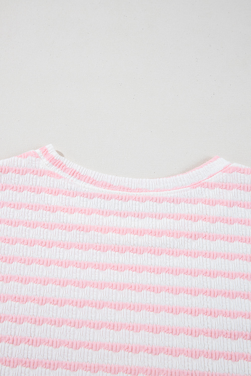 Stripe Knitted Short Sleeve Top and Drawstring Shorts Set