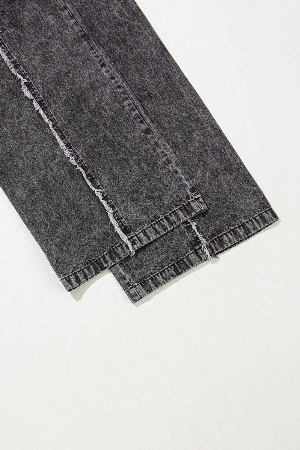 Light Wash Frayed Exposed Seam Wide Leg Denim Overall