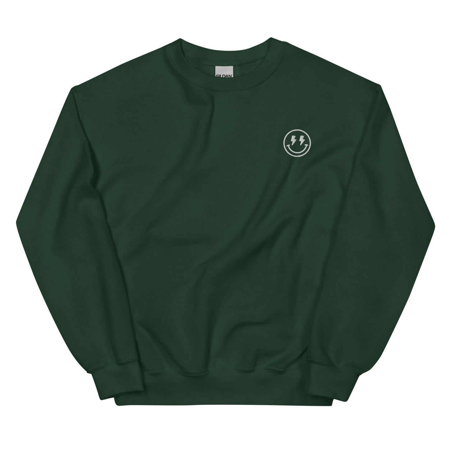 Crewneck | Lightning Bolt Smiley Face | Embroidery