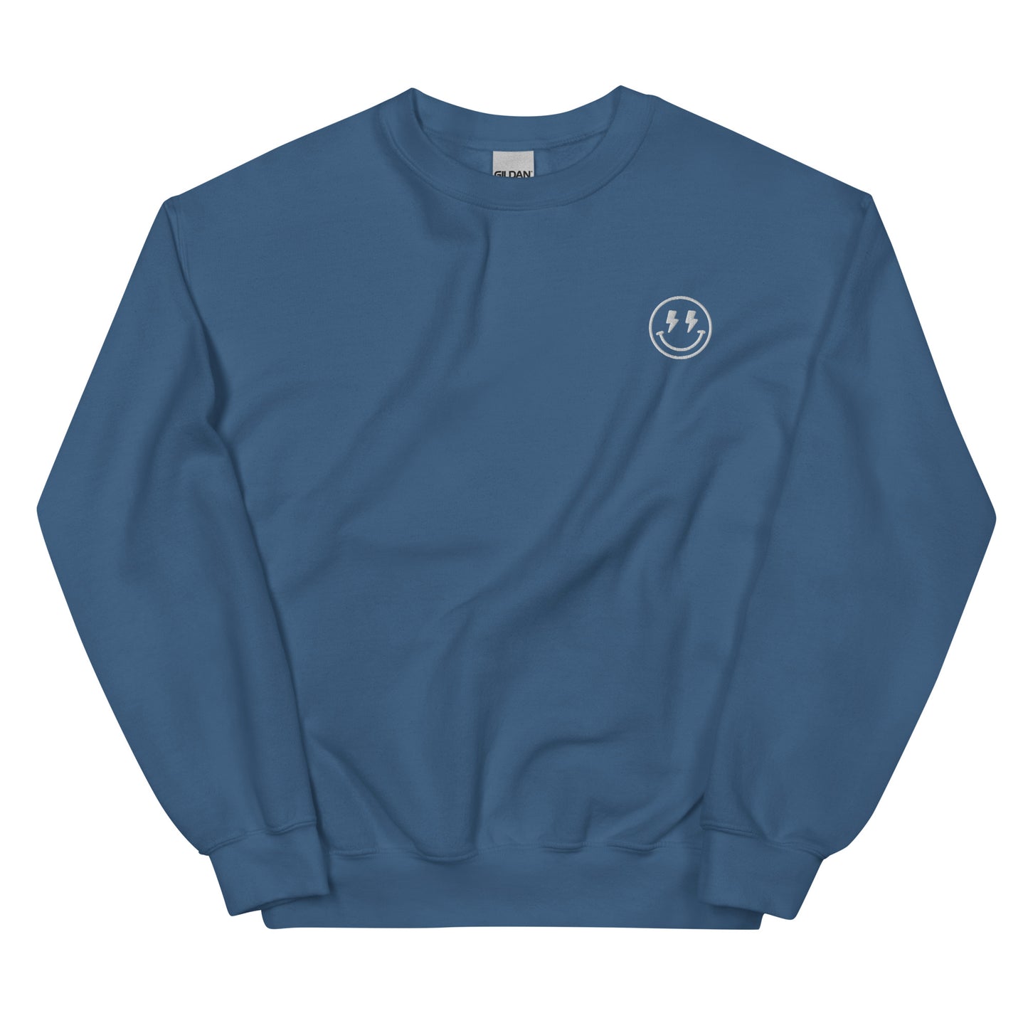 Crewneck | Lightning Bolt Smiley Face | Embroidery