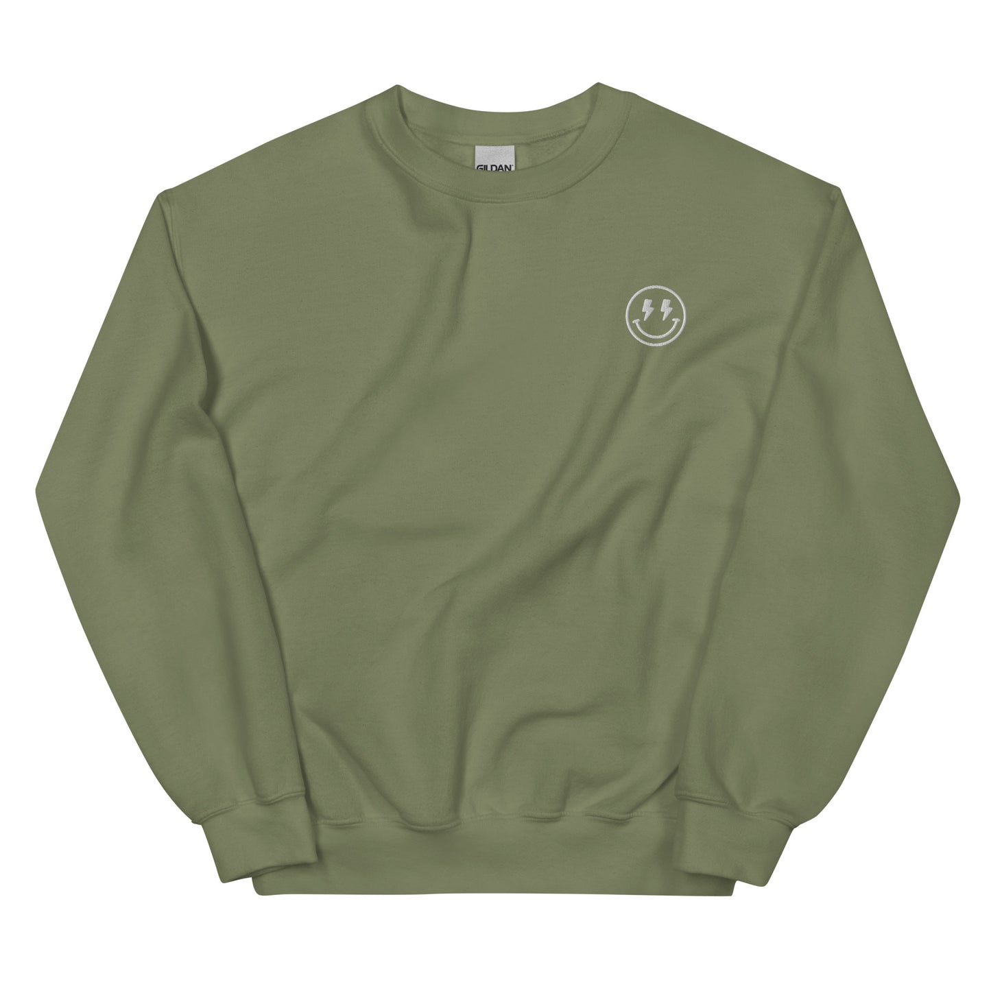 Crewneck | Lightning Bolt Smiley Face | Embroidery