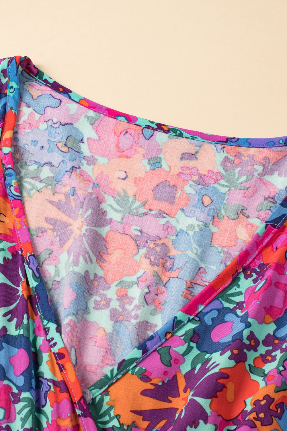 Floral Print V Neck Wrap Split Maxi Dress