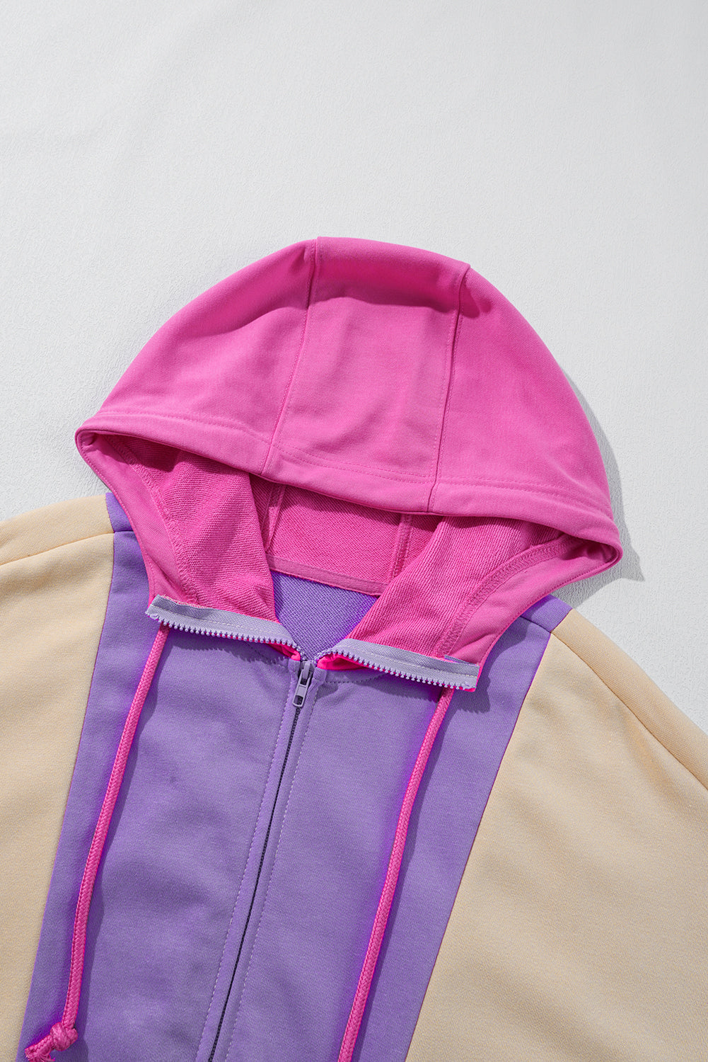 Oversized Patchwork Full Zipped Hoodie