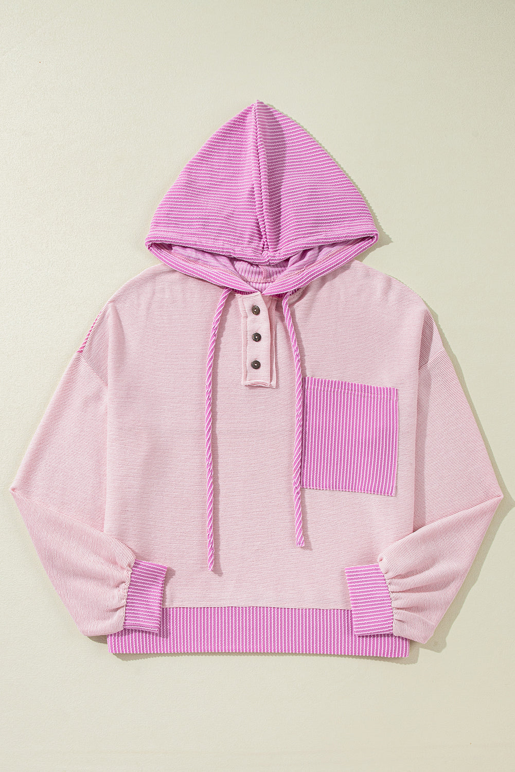 Patch Pocket Drawstring Hooded Top
