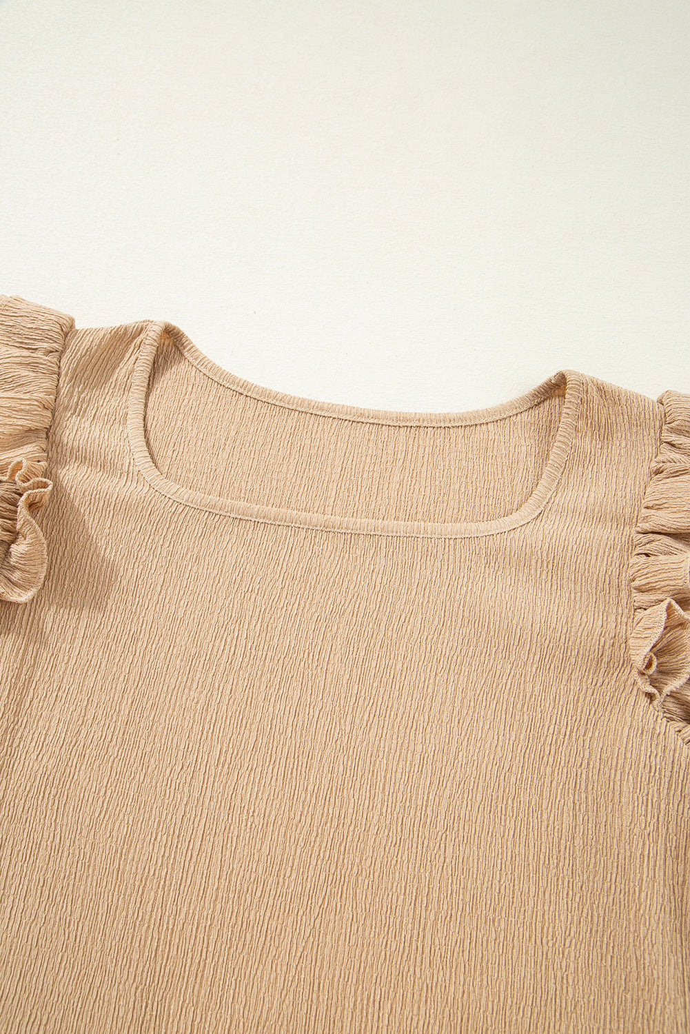 Ruffled Tiered Sleeve Square Neck Textured Top