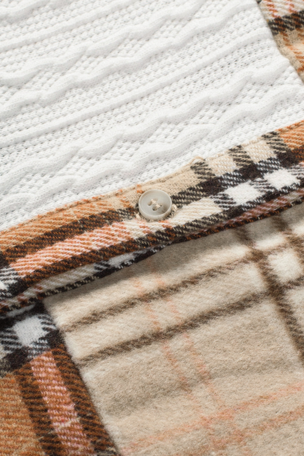 Plaid Patchwork Shirt Jacket with Pocket