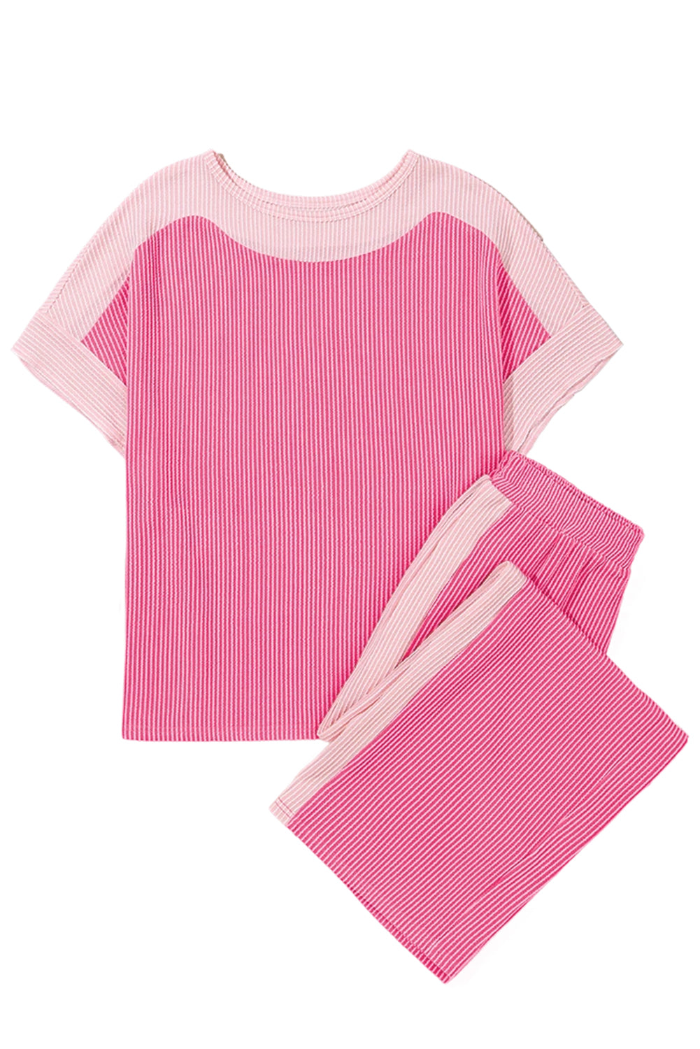 2-tone Color block Patchwork Corded 2pc Outfit